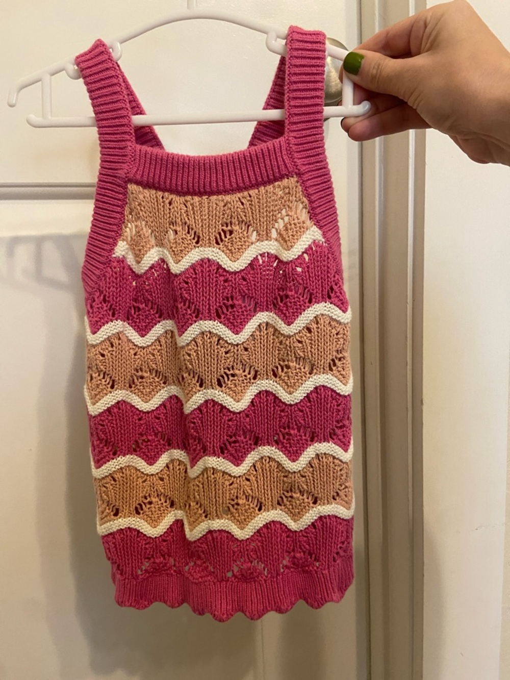 Old Navy Pink & Peach Knit Chevron Tank Dress
